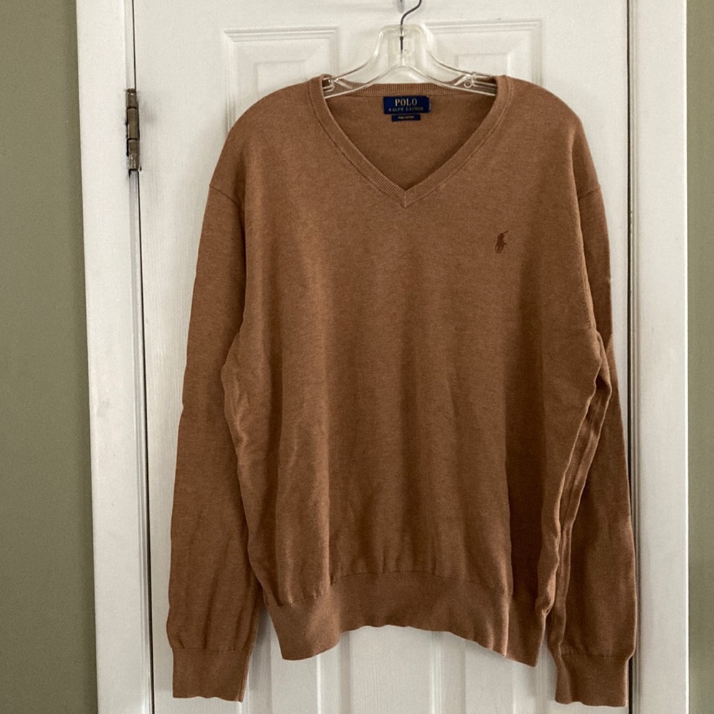 POLO RALPH LAUREN V NECK SWEATER PIMA COTTON SIZE LG